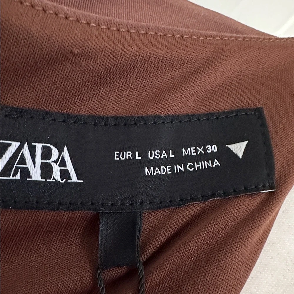 Zara Chocolate Brown Box Pleated Sleeveless Mini Dress - Picture 8 of 12